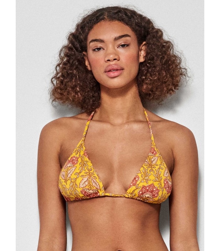 Bikini Triangular Sin Aro Y Con Foam Tejido Estampado Marca Gisela